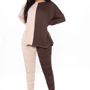 FashionNovaCurve In a split second colorblock ruched leggings set 1X